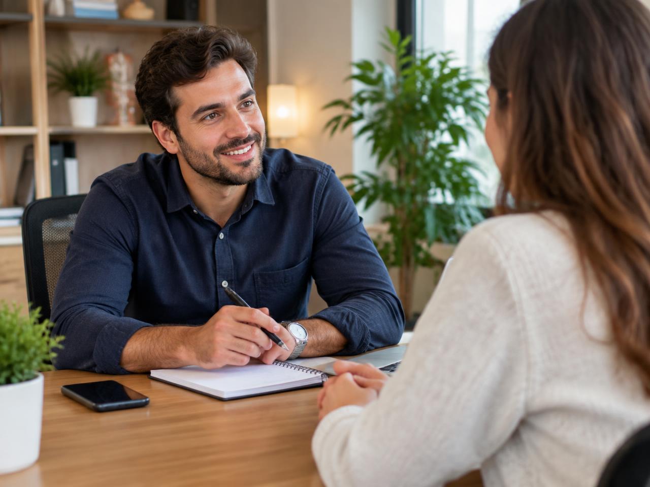 An advisor listening to a customer's request