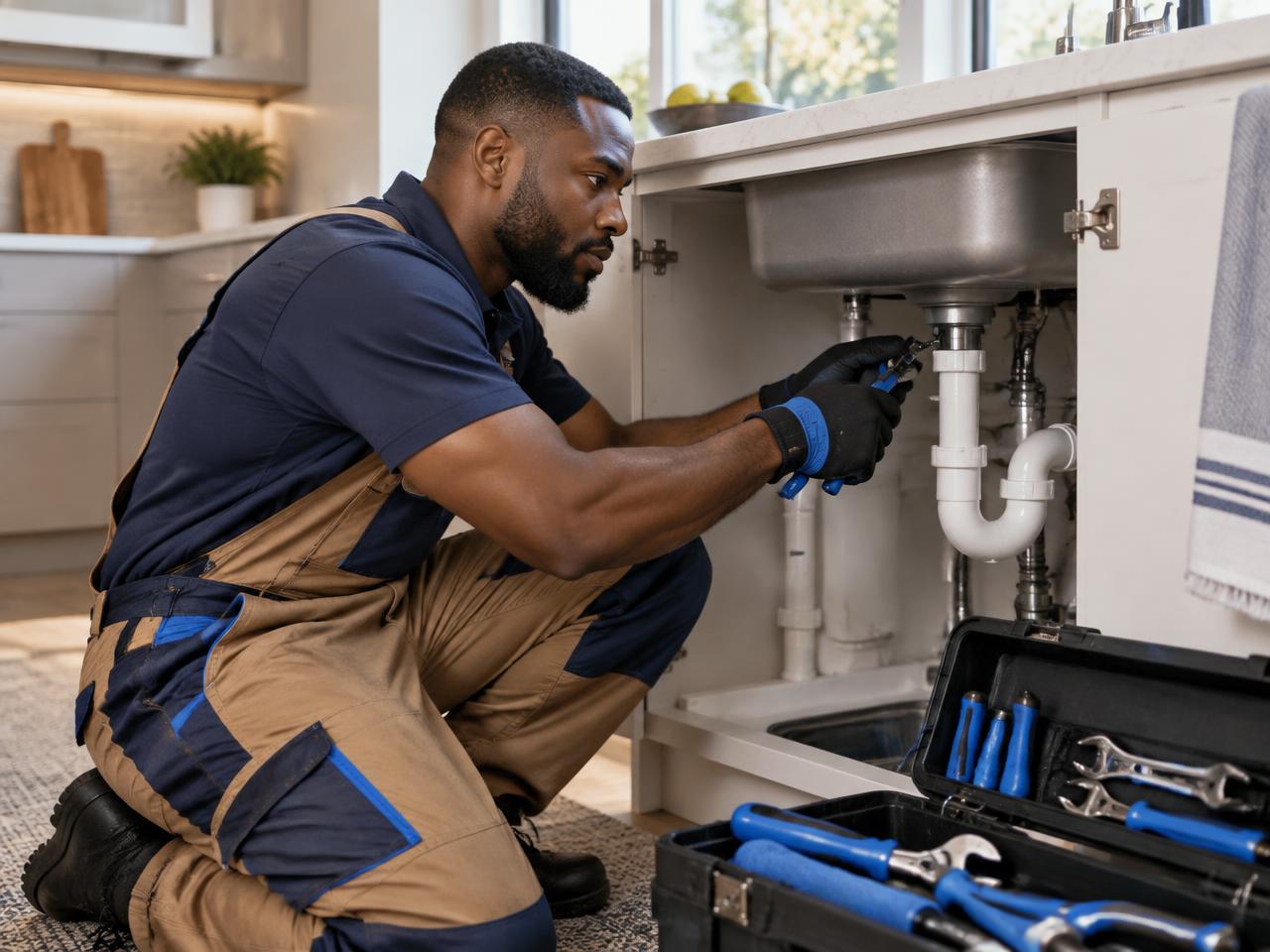 N30 Home plumber repairing a kitchen sink